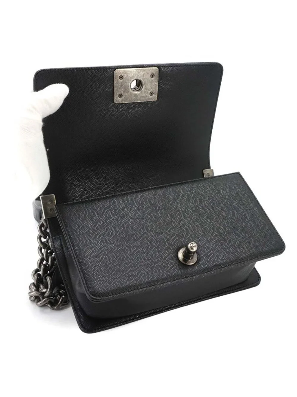 Chanel Boy Small Chain Shoulder Bag Caviar Leather Black